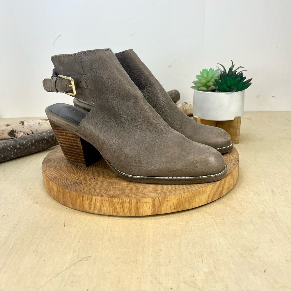 Cole Haan | Pippa Gray Leather Stacked Heel Slingback Booties Size 10